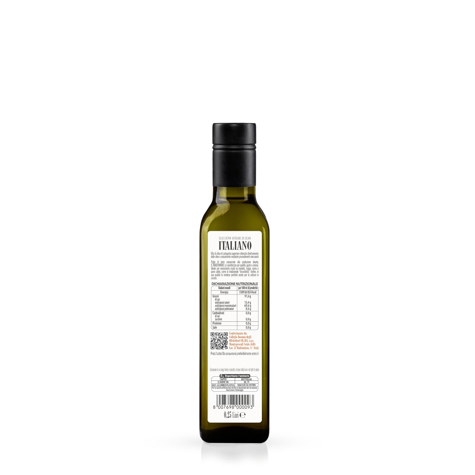 Bottiglia 0,25 Litri "Il Madonnino" - Olio Extravergine di Oliva (Conf. 12 Pz)